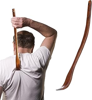 Wooden Back Scratcher, Extended Curved Handle Convenient Pratical 17 Inch Long Handle Back Scratchers for Women Men Adults, Wood Backs Scratcher for Father's Day Gifts