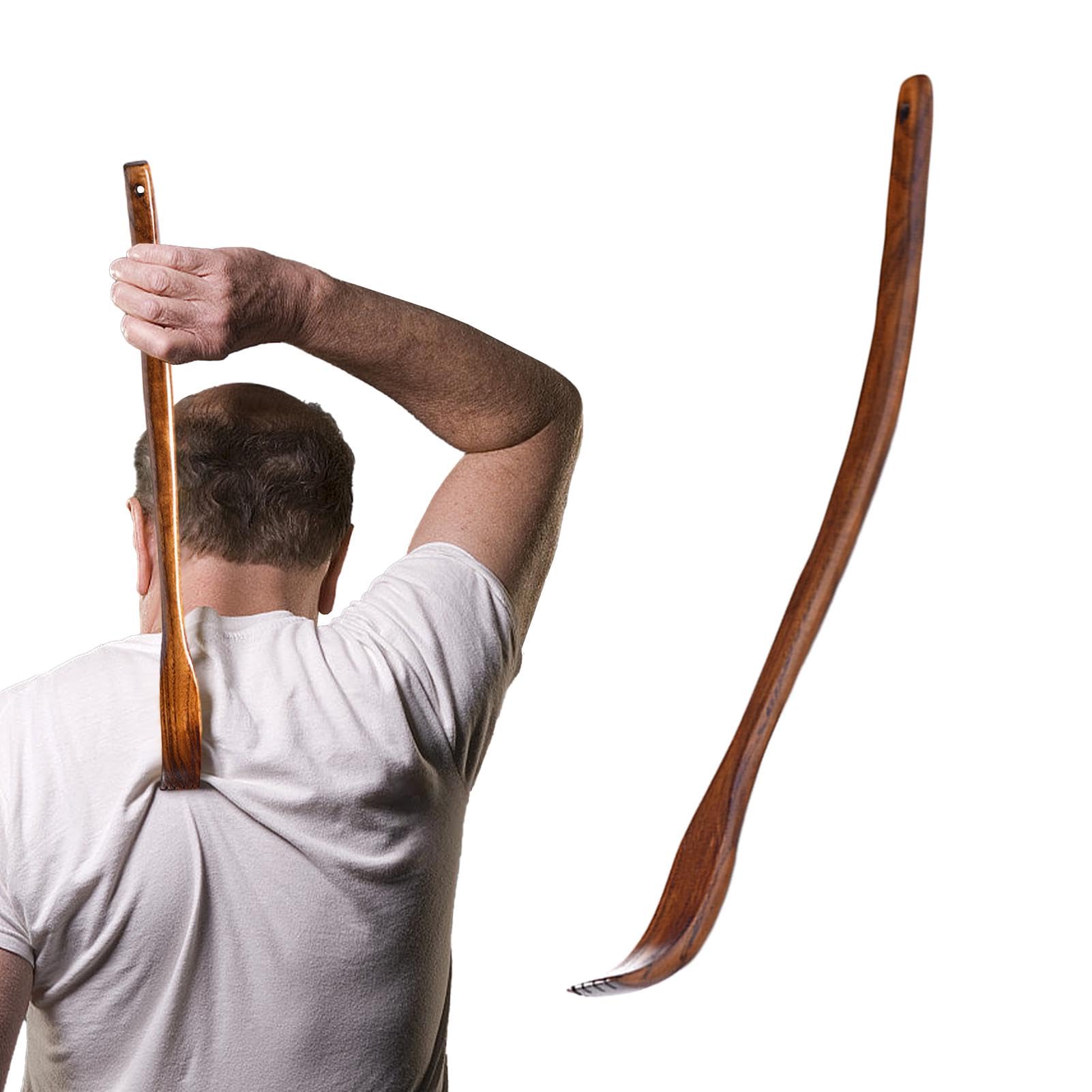 KisbeibiWooden Back Scratcher, Extended Curved Handle Anti Itching Convenient Pratical for Women Men Adults Gentle on Skin Leave No Scratch Marks