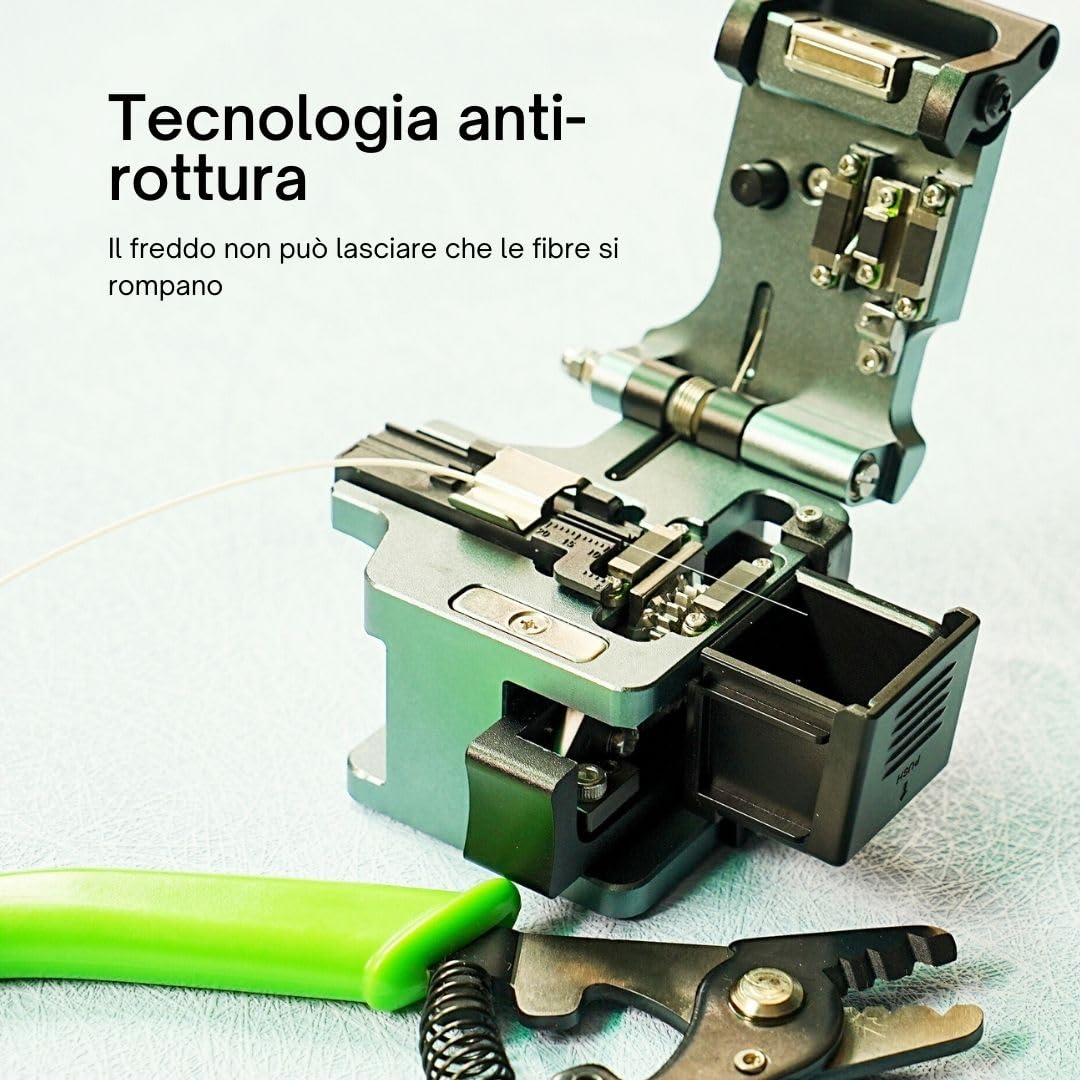 9C+ Mannaia per fibra ad alta precisione con rotazione automatica della lama e ritorno automatico, Fiber Cleaver taglierina fibra ottica con supporto per fibra 3 in 1 24 punti di taglio