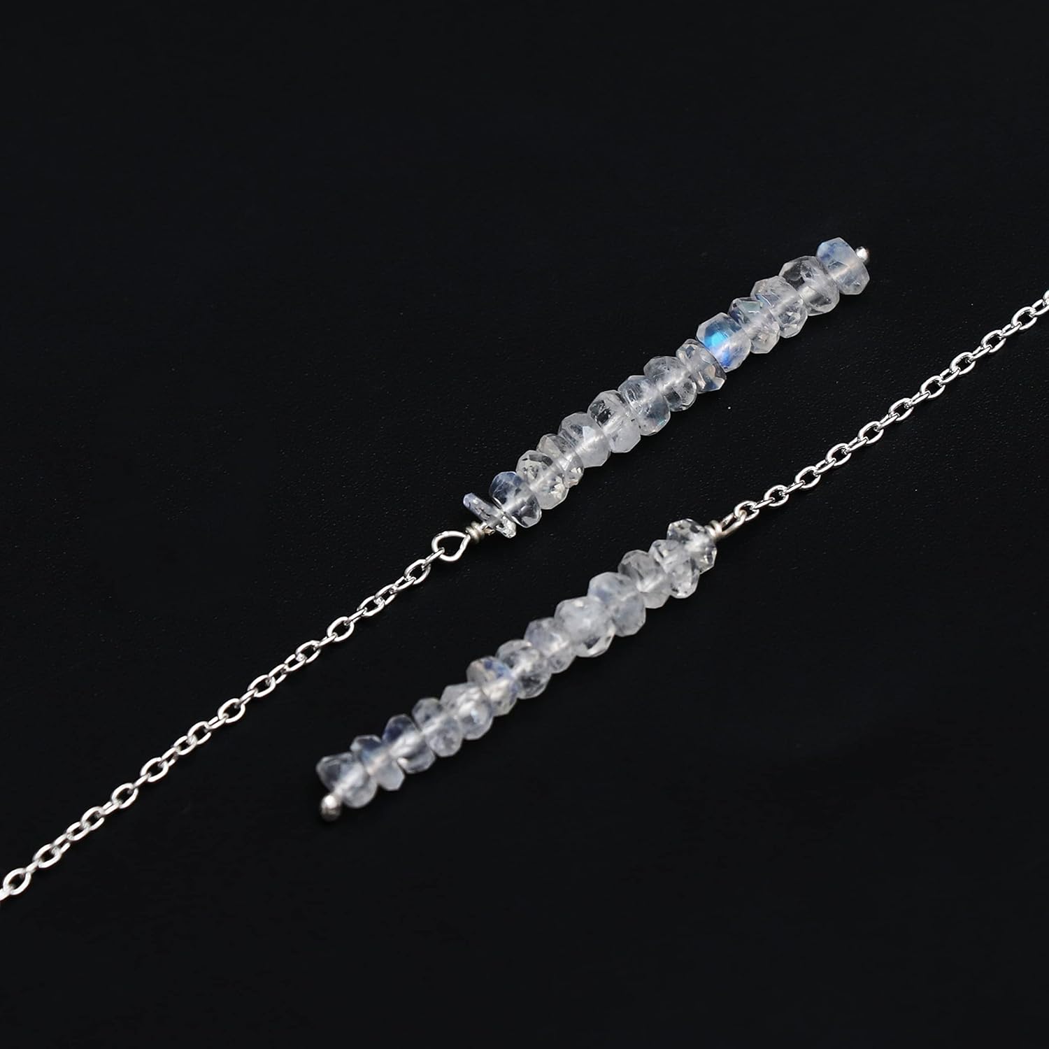 Sterling Silver Threader Earrings with Real Gemstone Beads - Elegant Pull-Through Design for Women, Dangling Western Earrings, Long and Short Adjustable Earring
