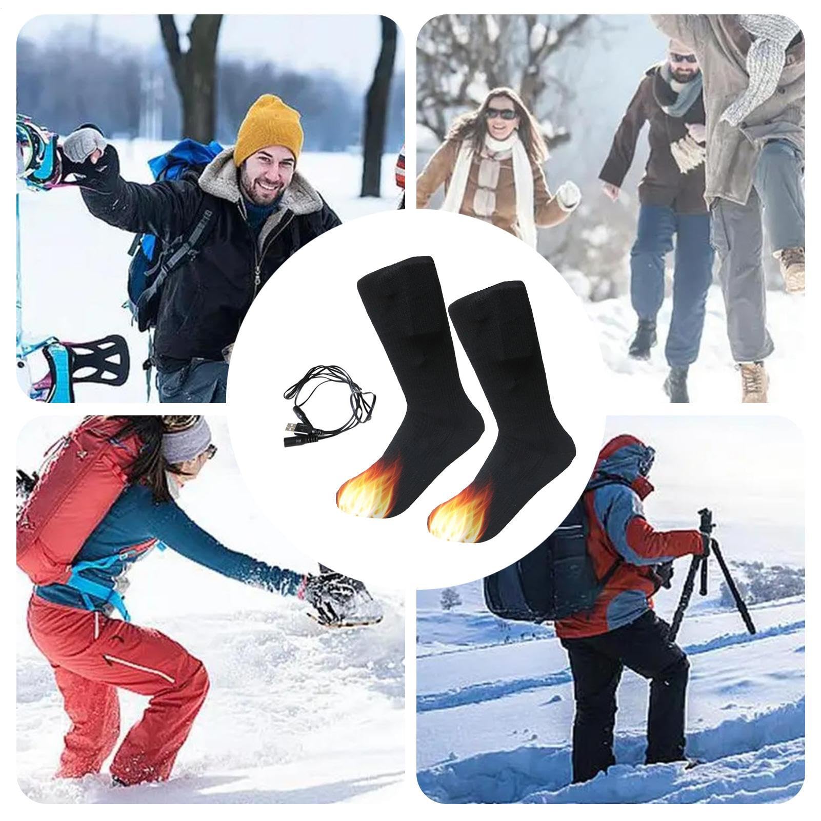 Calze Riscaldate Elettriche - Riscaldamento Uniforme e Isolamento Termico | Calze Riscaldate e Lavabili - per Sci Snowboard Sport Attività All'aperto Casa Viaggi Famiglia Amici