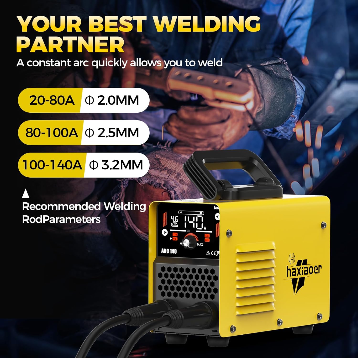 140A Stick Welder 2 in 1 MMA Lift TIG Welder with Digital Smart LCD Display, Portable Welding Machine With ARC Force Hot Start And VRD