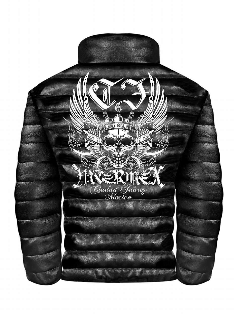 Amazon | 【Lサイズ】 ITM-048 レザー調 中綿ジャケット メンズ