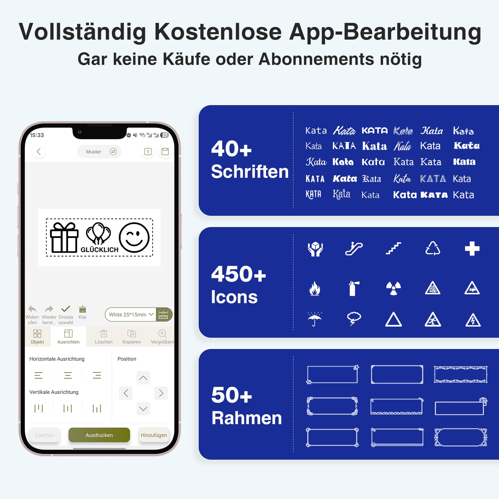 SUPVAN E11 Etikettendrucker, Deutsches Layout (QWERTZ) Tastatur,mit 2 Rollen Endlos- und 2 Rollen Festgröß-Etiketten, Geeignet für Schule, Büro & Zuhause, schwarz