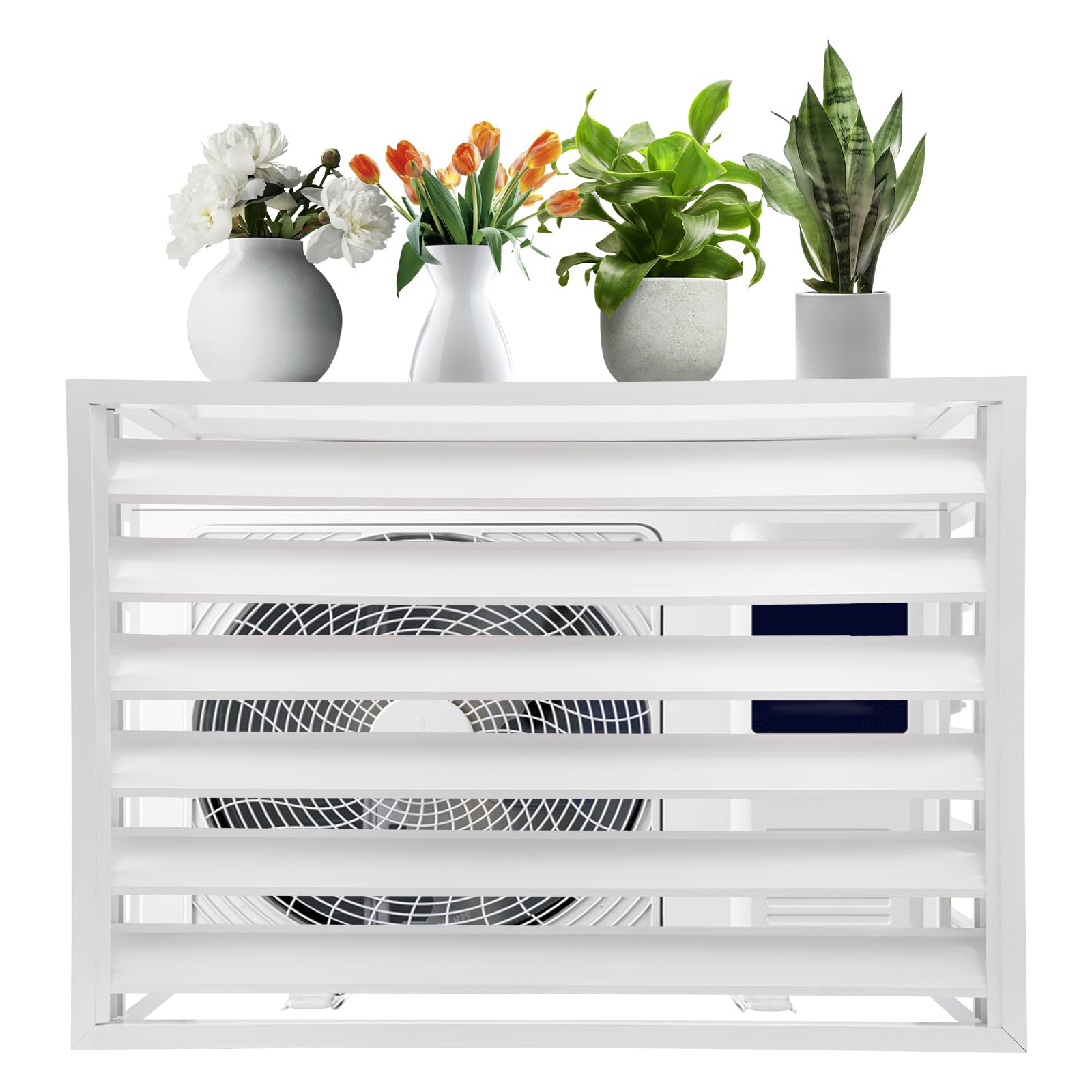 Cache Climatiseur Exterieur Grille Pour Climatiseur Clôture Pour Appareils,Rectangulaire Couverture De Climatiseur,Écran De Protection,Pour Jardin, Cour, Piscine, Terrasse (Blanc)