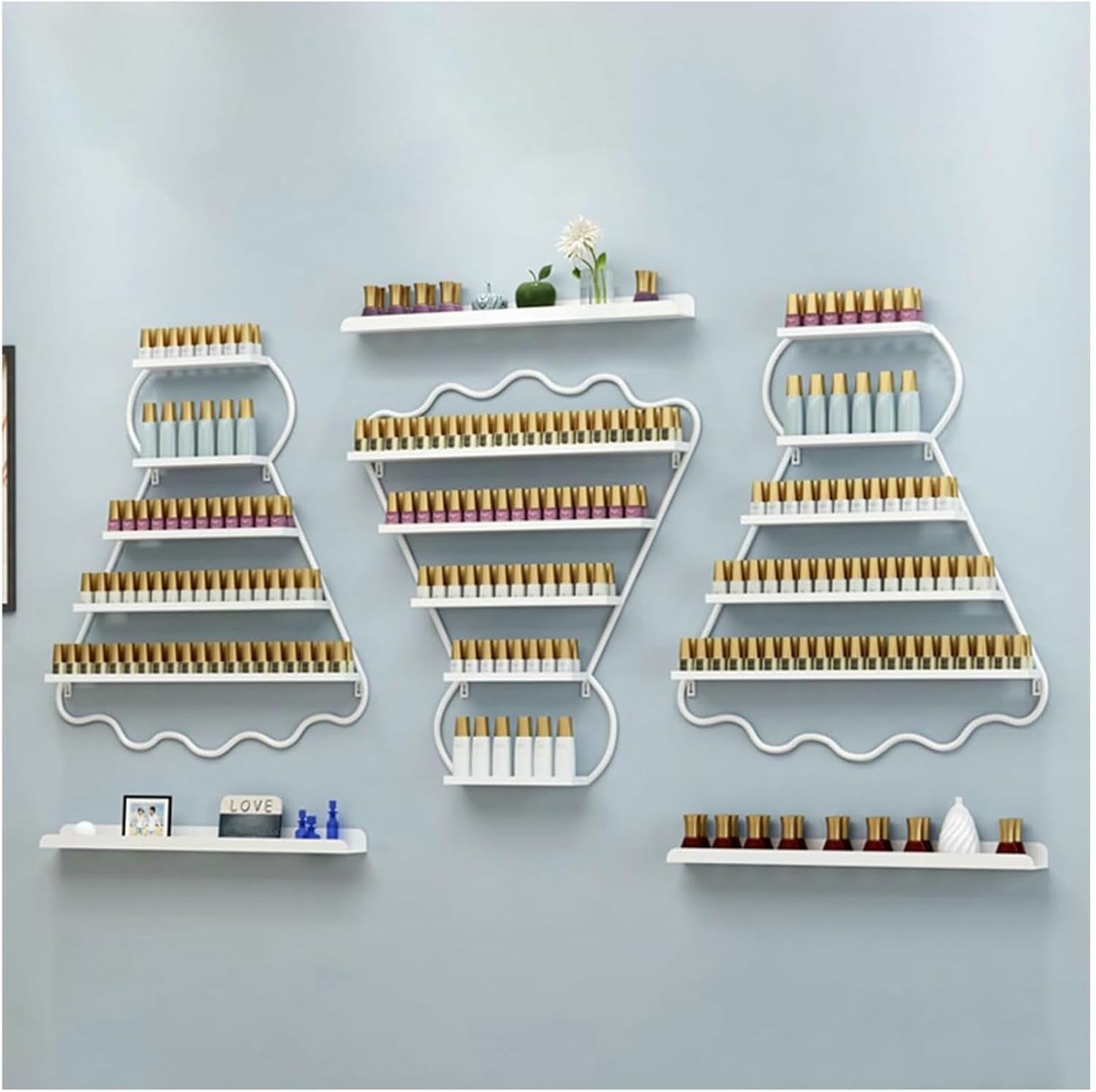 Expositor de esmaltes de uñas de 5 Niveles para Montar en la Pared, Ideal para Salones y Negocios en casa para cosméticos, perfumes, aceites Esenciales y pintalabios.
