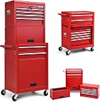 IRONMAX Rolling Tool Chest, 5-Drawer Lockable Tool Cabinet w/Adjustable Shelf & 4 Universal Wheels, 2 in 1 Detachable Tool Box Storage Organizer for Garage Workshop Repair Shop, Black