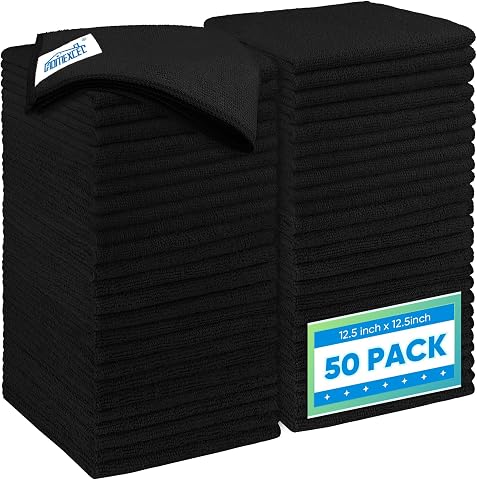 HOMEXCEL Black Microfiber Cleaning Cloth 50 Pack, 12.5 x...