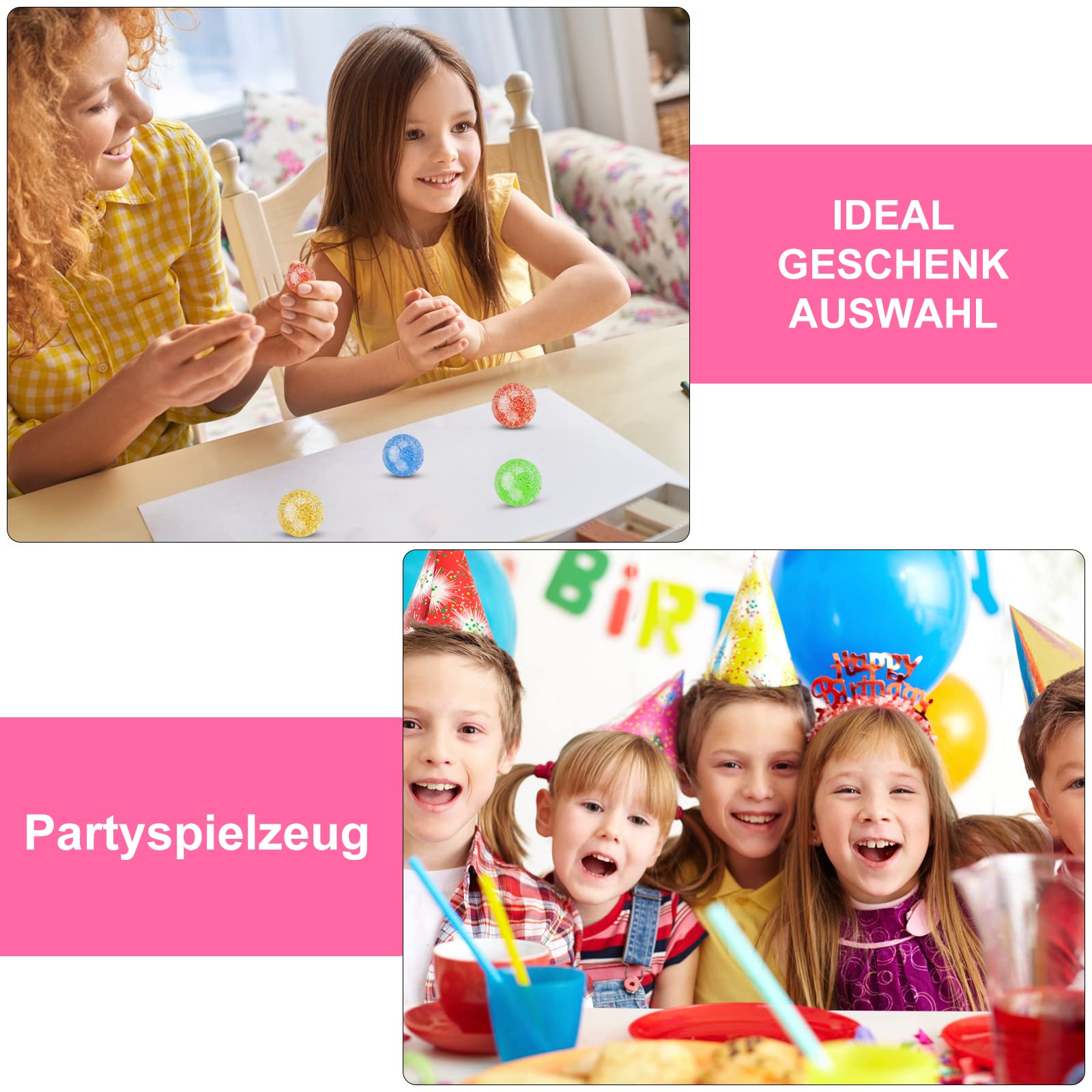 MINISOISO 50 Stück Flummi, Flummies für Kinder 30mm, Gummibälle Groß