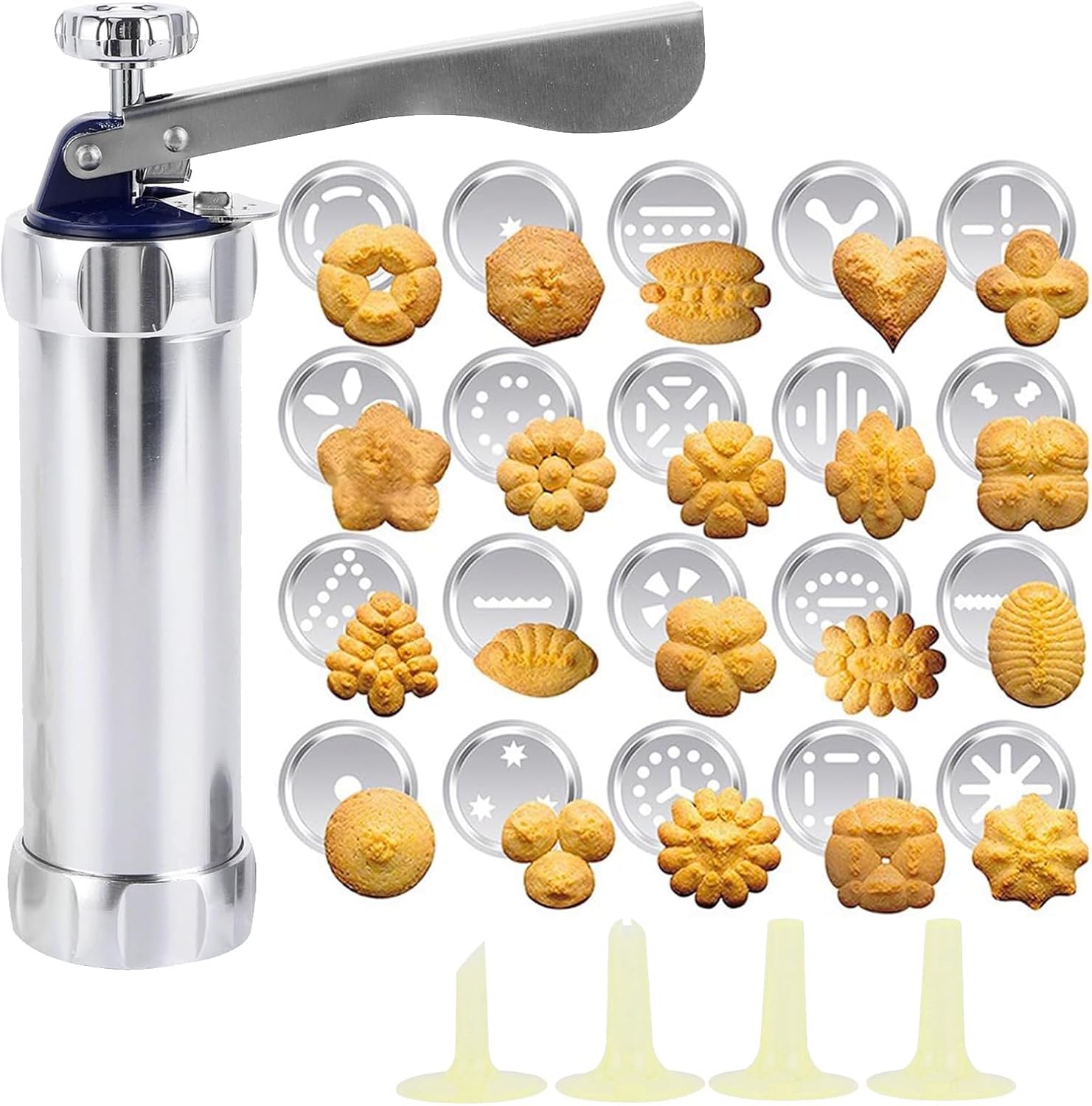 Cookie Press Guns, DIY Cookies Maker Aluminum Alloy Biscuits Press Machine Bakeware Kitchen Baking Tools Cookie Press Set for Baking