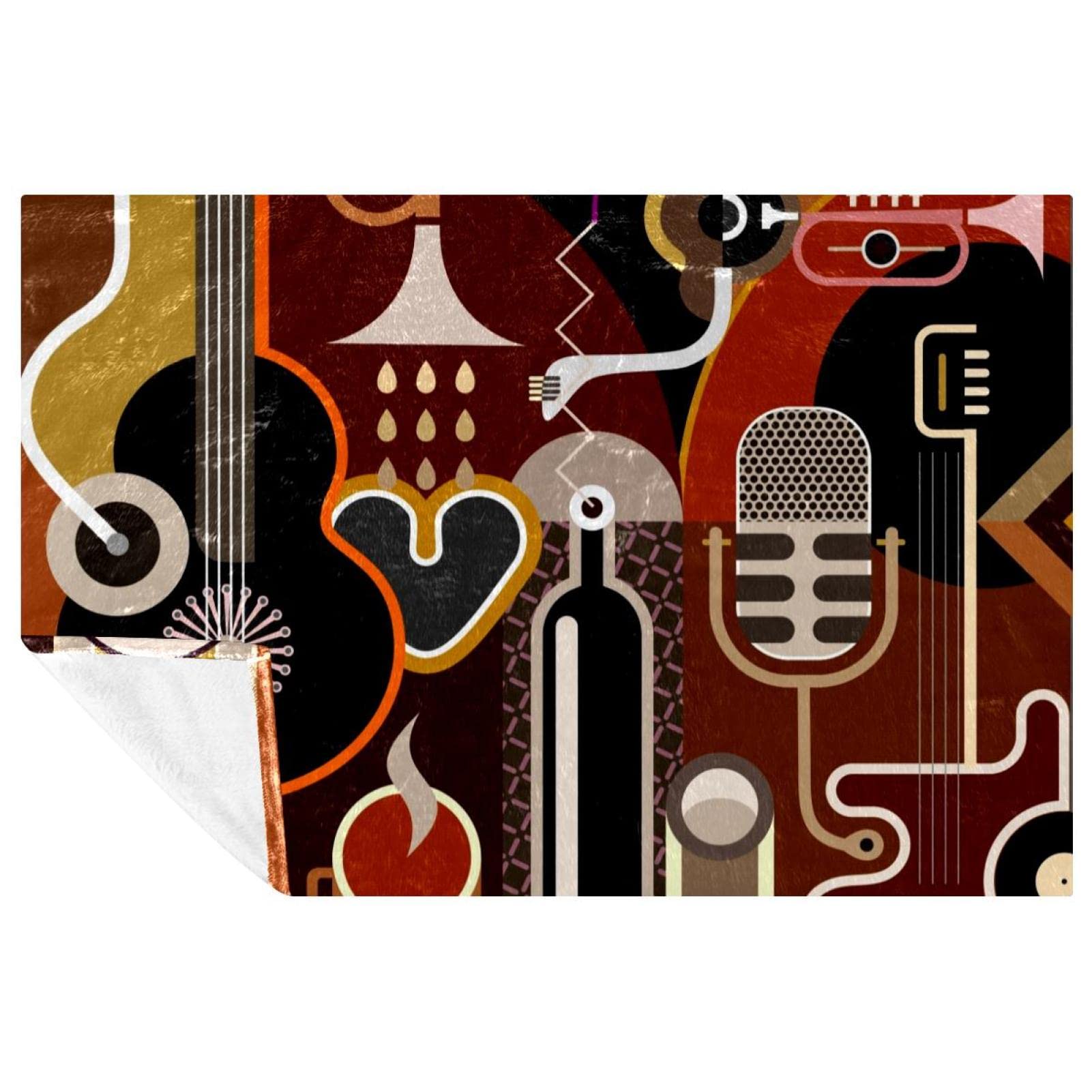 Instruments de musique imprimés couverture douce 150x100cm plaid lit canapé