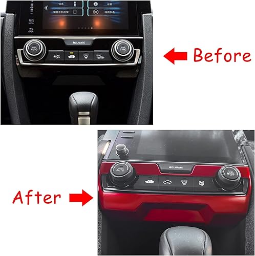 Miniatura 6 de Xotic Tech - Panel de consola central, cubierta de control de clima de CA, color rojo deportivo, compatible con Honda Civic de 10 generación