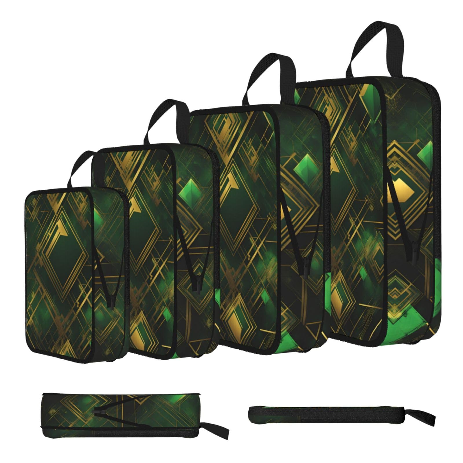 black and green plaid Compression Packing Cubes 4 Piece Set