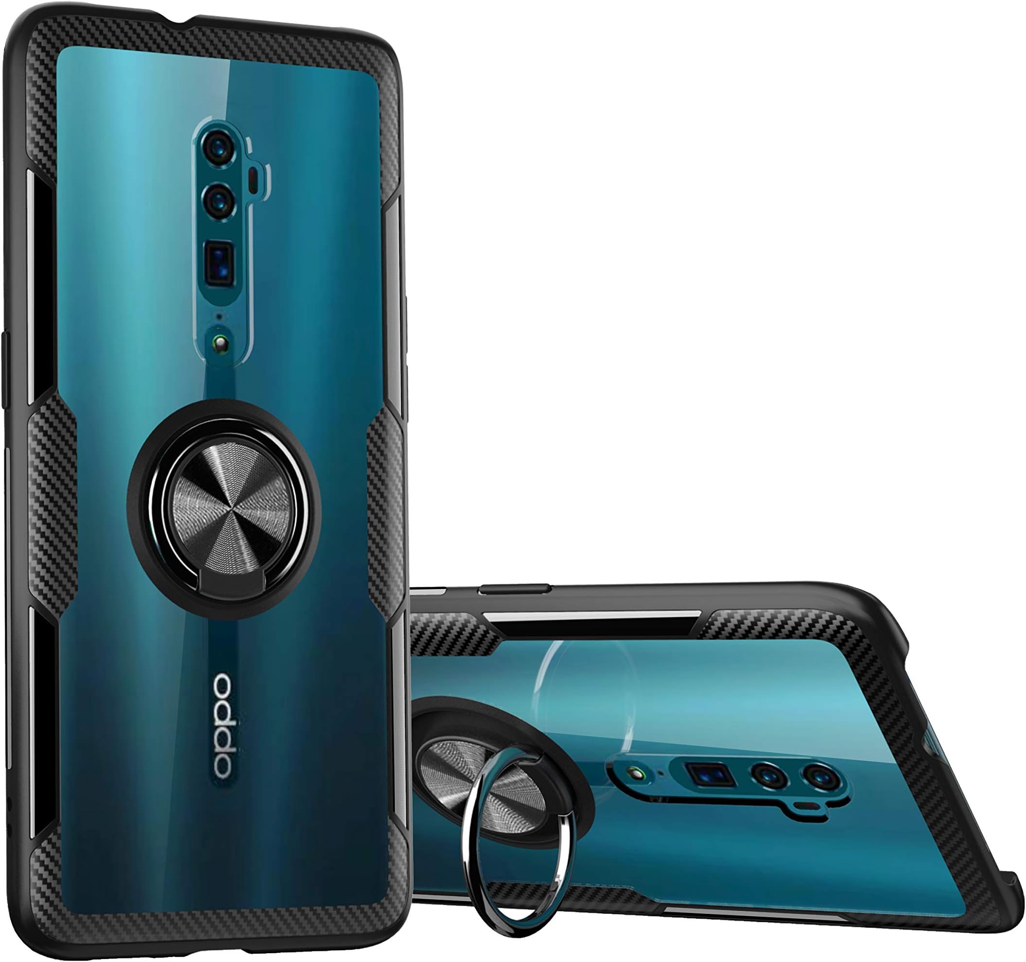 SORAKA Clear Case for Oppo Reno 10X Zoom/Oppo Reno 5G with Ring Holder,Slim Fit Case Transparent Hard PC Cover Oppo Reno 10X Zoom Case with Metal Plate for Magnetic Car Phone Holder