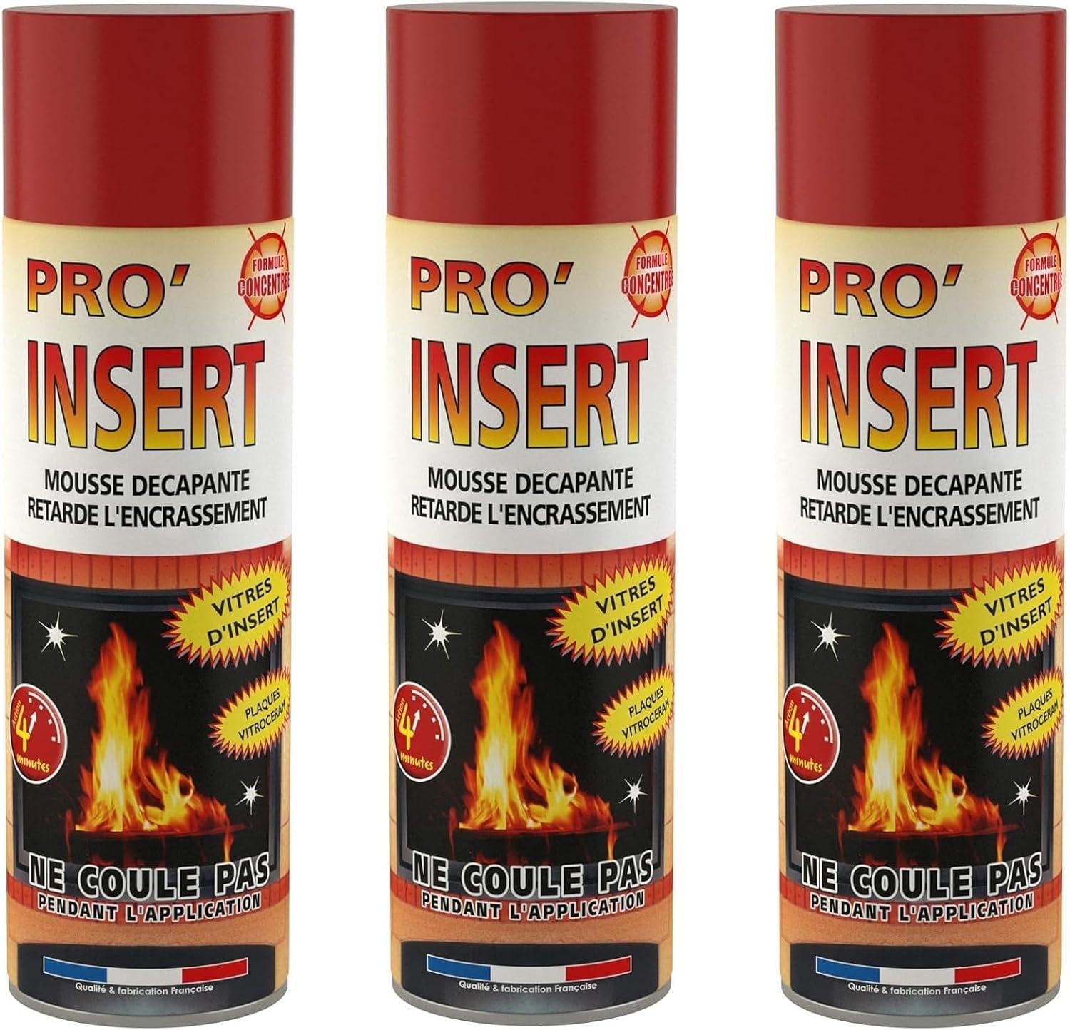 Fulgator - PRO INSERT - Mousse décapante Vitres inserts - Lot de 3 x 500 ML - Fabriqué en France