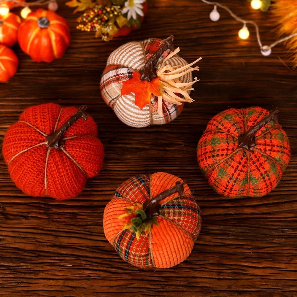 Citrouille Artificielle De DéCoratio,Citrouilles en Tissu De RéColte d'automne,à La Main Coton PP Citrouille De DéCoration,DéCoration De Table à La Maison,Accessoires De Photographie