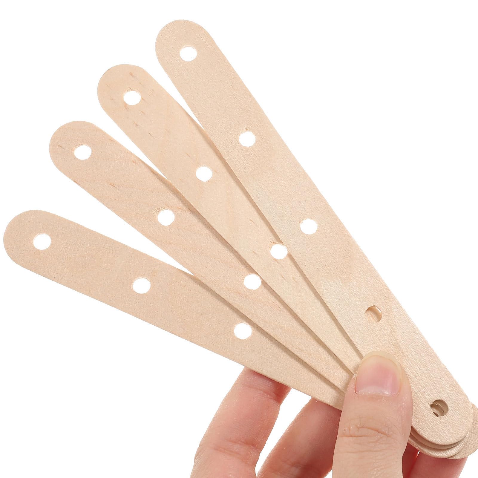 ibasenice 500 Unidades Materiales de Madera para Manualidades DIY con Palitos Perforados Resistentes al Desgaste y Superficie Lisa, Ideales para Construcción de Figuras Educativas