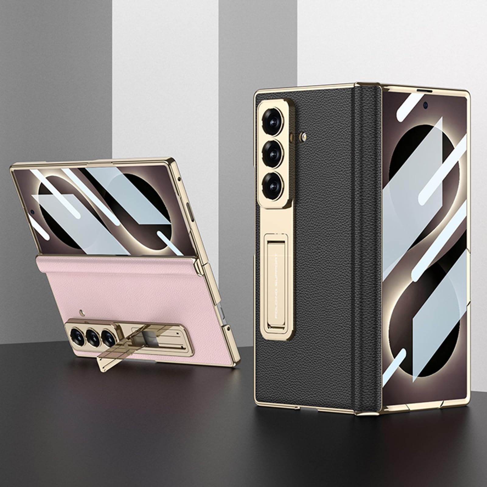 Custodia in pelle compatibile con Samsung Galaxy Z Fold 8 Ultra, pellicola protettiva per schermo sottile, colore nero