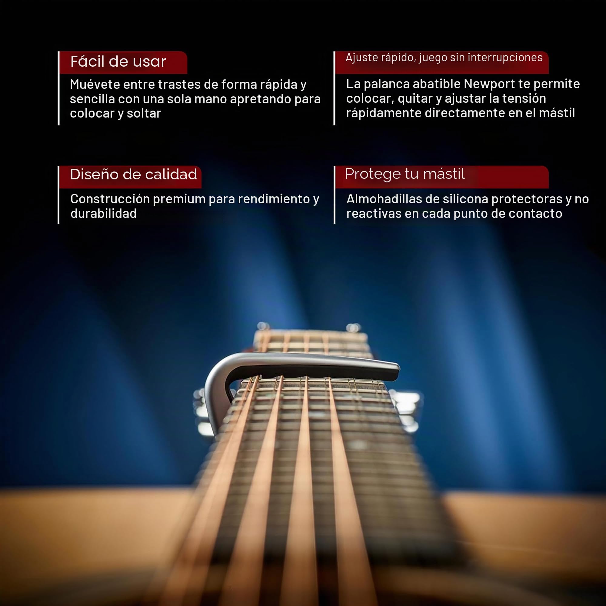 G7th Newport Capo Guitarra de 12 Cuerdas Plata - con Almohadilla de Cuerdas Compensada Revolucionaria y Tensión Ajustable - El Capo Perfecto para Guitarra Acústica y Eléctrica de 12 Cuerdas