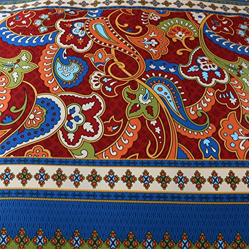 Image of FADFAY Exotic Boho Style Bed Sheet Set Colorful Bohemian Bedding Paisley Design Bedding Sets Super Soft Brushed Cotton Stripped Bedding 4Pcs-King