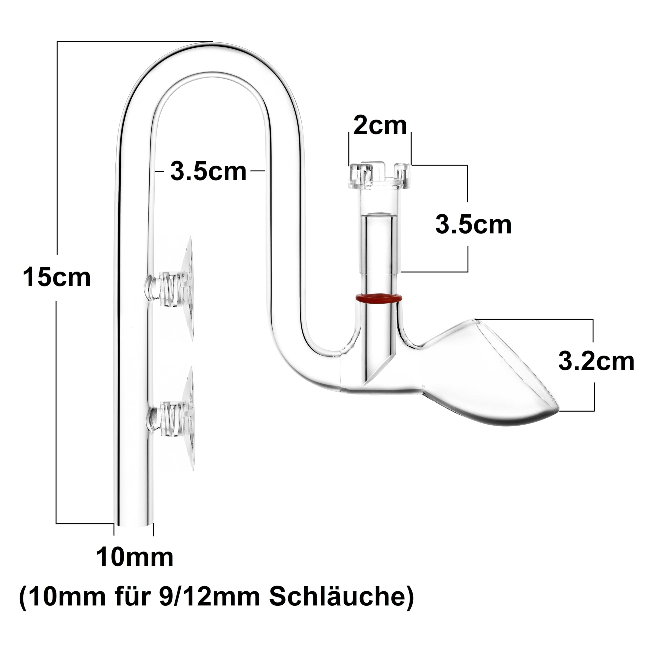Bec Lily Pipe en verre avec écumeur pour aquarium planté (10 mm pour tuyaux de 9/12 mm)