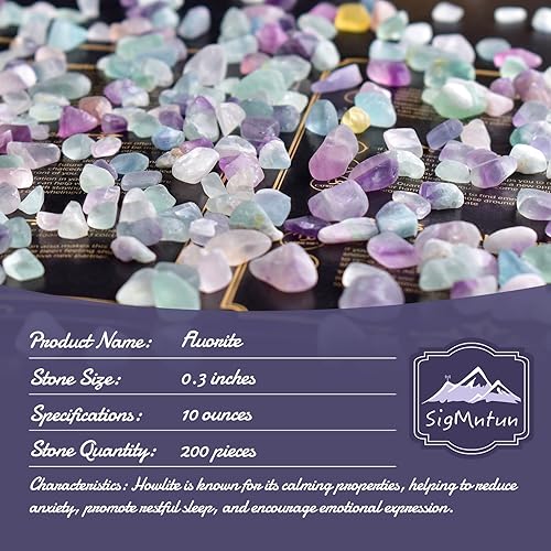 Miniatura 2 de Chips de cristal de fluorita pulido, 200 unidades, 0.3 pulgadas, 10 onzas, piedras de cristal de mar trituradas, piedras curativas de cristal de