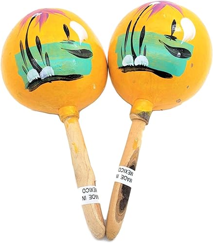 Miniatura 5 de Maracas de madera auténtica mexicana de 8 pulgadas hechas a mano (paquete de 2) (verde)