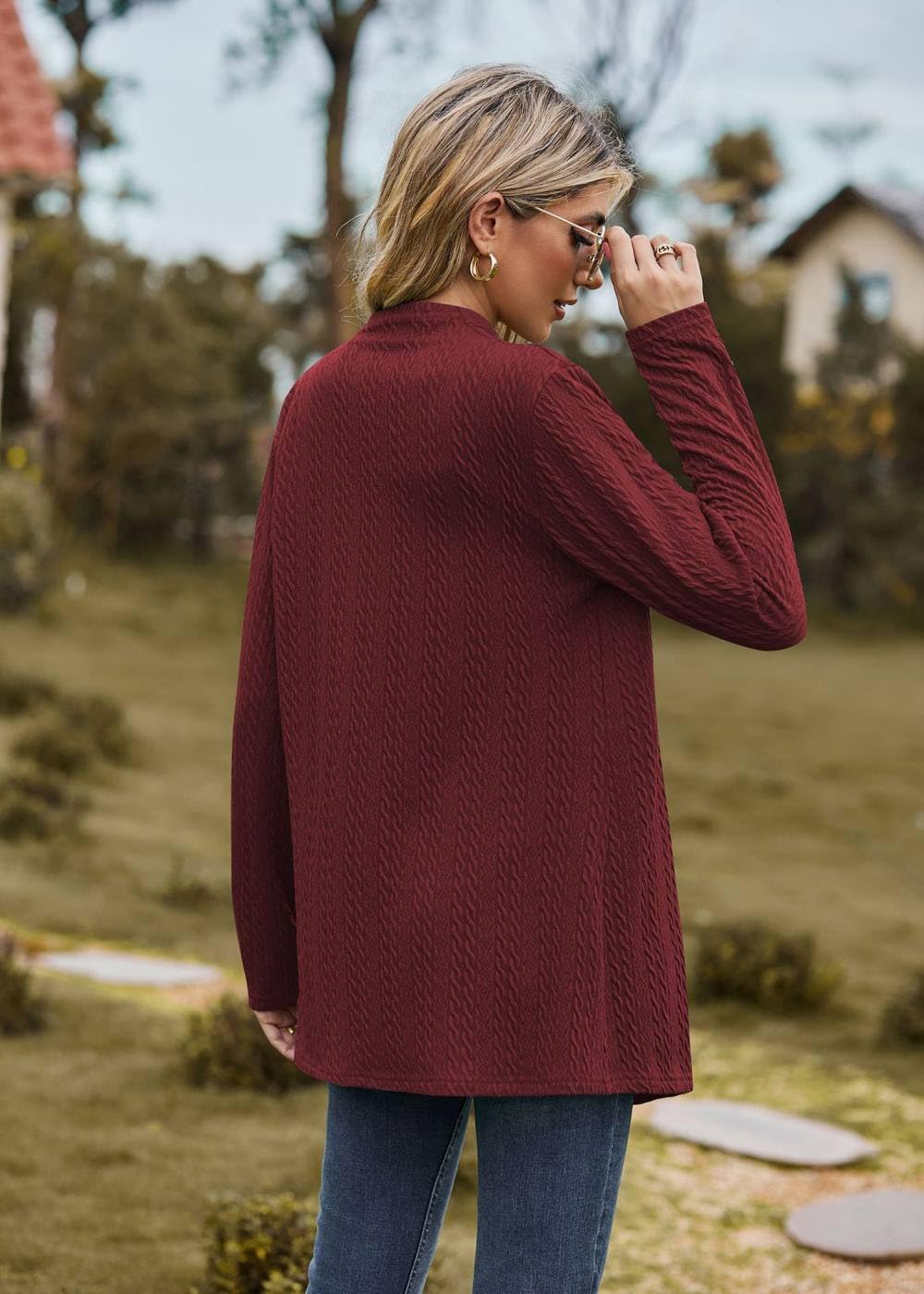 Cardigan Lungo In Lana Lavorata A Maglia In Bianco E Nero - Foto 8