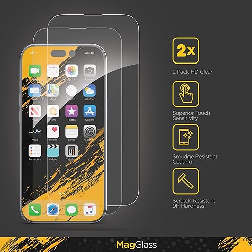 Miniatura 2 de magglass Protector de pantalla compatible con iPhone 15 (paquete de 2) protector de lente de cámara, herramienta aplicadora sin burbujas (vidrio