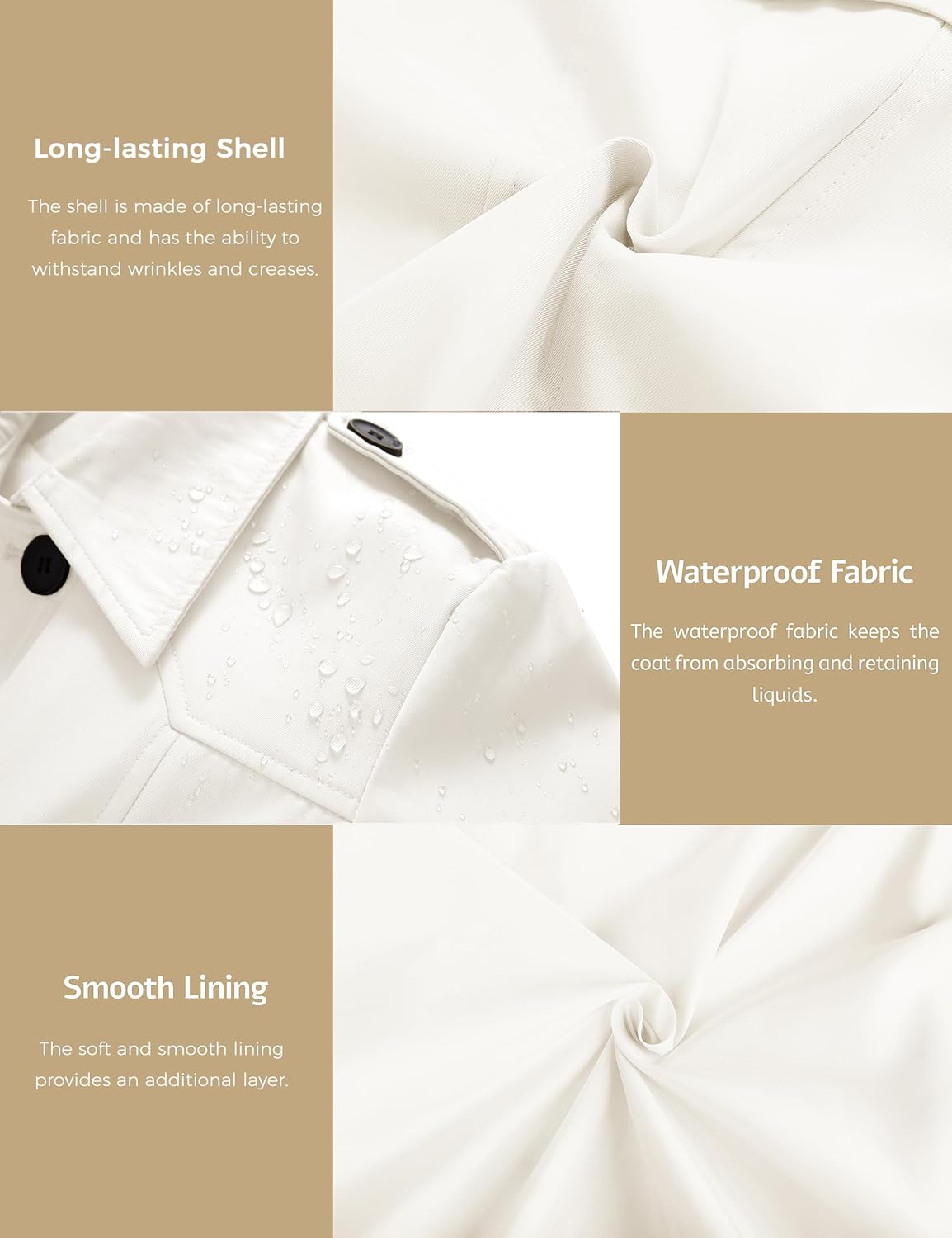 wantdo Women's Waterproof Trench Coat Classic Lapel Outerwear Coat with Belt - Image 6