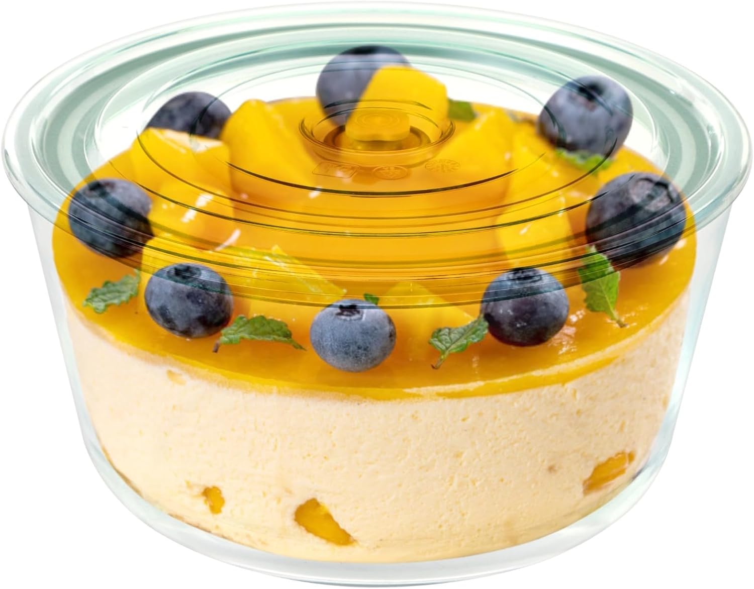 Trifle Bowl with Lid, 3 L Glass Salad Bowl, Round Glass Trifle Bowl with Pedestal, Transparent Flour Bowl for Pizza Food Salad and Storage