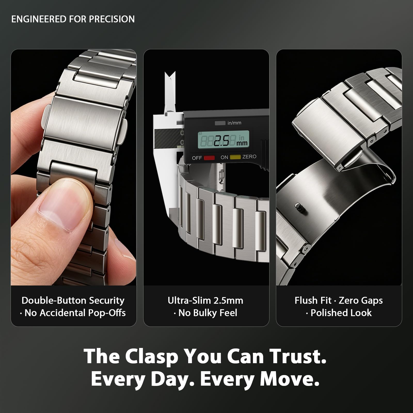i-Boruly Bracelet en titane pur pour Apple Watch Ultra 3/2/1 (49 mm), Series 11 10 9 8 7 6 5 4 SE (46/45/44 mm) – Bracelet en métal léger imperméable avec outil de réglage, design professionnel