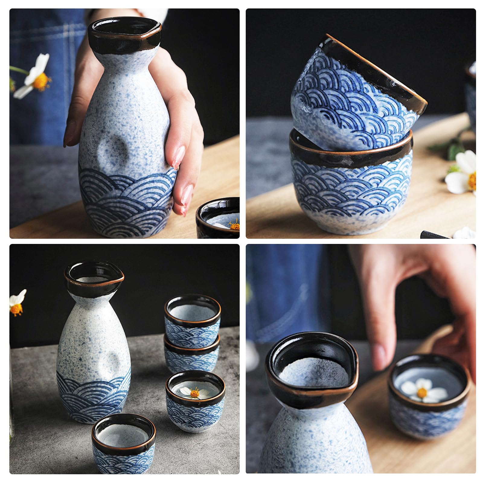 Set Di Sake Giapponese,Set di Tazze da Sake,Set sake,Set da sake giapponese in ceramica,Per Ristoranti Casa Da Tè E Regali Di Festa set per liquori in porcellana, set di in ceramica giapponese