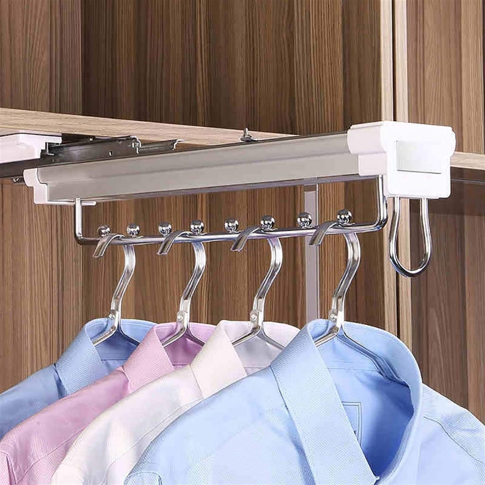 Porte-pantalons coulissant blanc pour penderie et tringle extensible