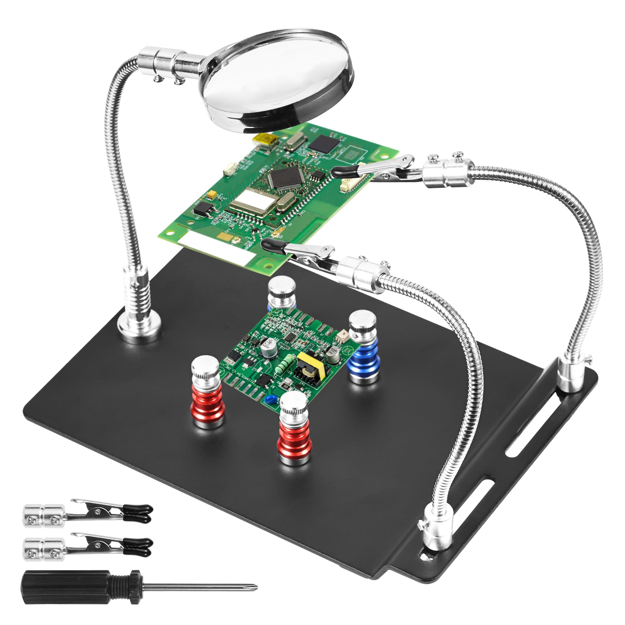 Troisieme Main Soudure, 3eme Main Doté D'Une Base MagnéTique Puissante et D'Une Colonne PCB, Support Soudure Convient Pour Soudure, RéParations et L'Artisanat
