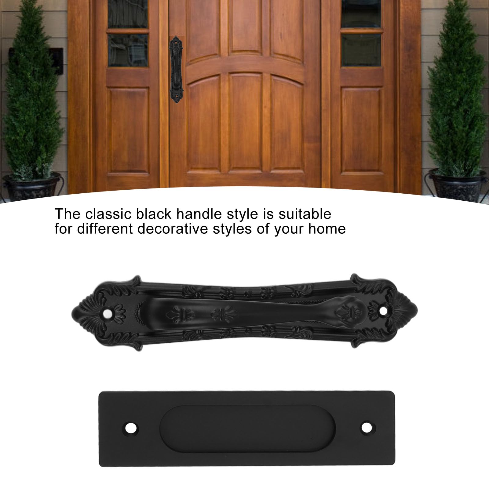 Segutage Sliding Door Handle, Aluminum Alloy Barn Door Handles Black Gate Hardware Kits for Gate Cabinet Balconies - Image 3