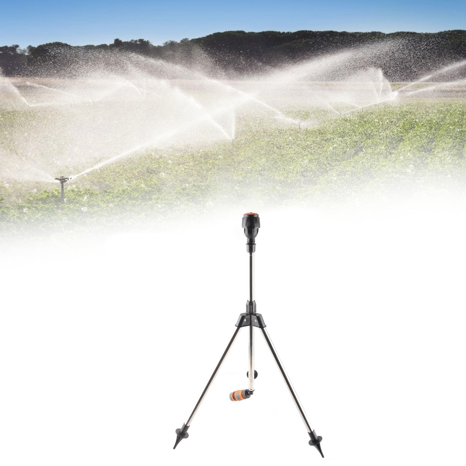 Irrigatore da Giardino Treppiedi,Ugello di Irrigazione Rotante Automatico a Treppiede,Irrigatore 360 Gradi Irrigatore ad Altezza Regolabile per Irrigazione a Treppiede per Prato da Giardino