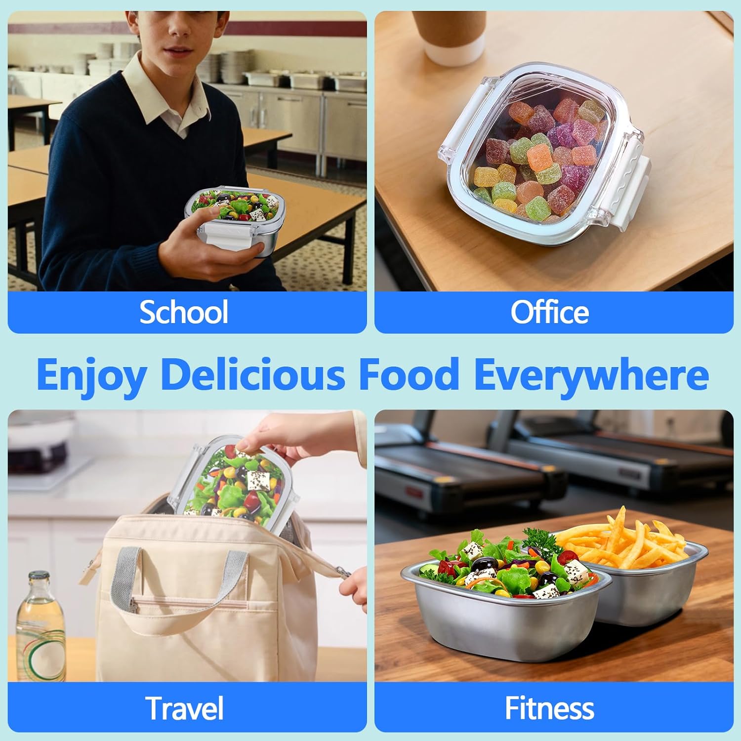 Stainless Steel Food Storage Containers with Lids - 3 Piece 8.5oz Small Snack Boxes & Lunch Containers, Leakproof Freezer Safe Meal Prep Containers Fit for Portioning Snacks, Dips, and Condiments - Image 7