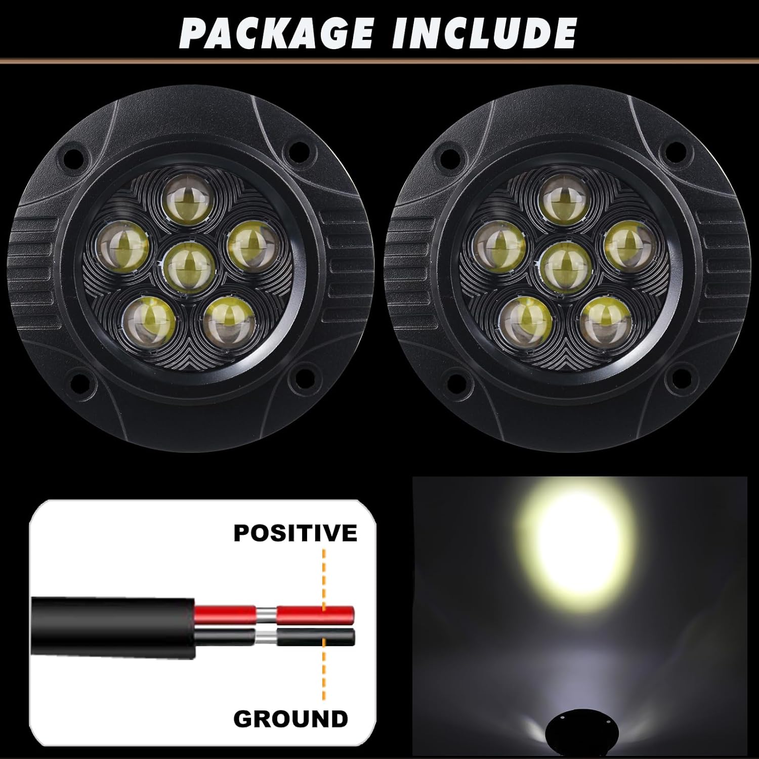5inch Round Flush Mount Light Pods Spot Beam Offroad Driving Fog Light Backup Reverse Light Compatible with SUV ATV UTV Truck Pickup