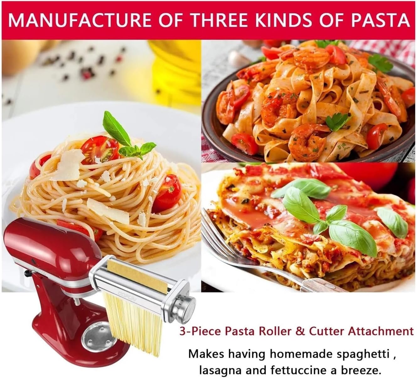 1PCS Pasta Attachment FoR Mixer, Sheet Roller, Spaghetti Fettuccine Cutter,Stainless Noodle(A passta roller)
