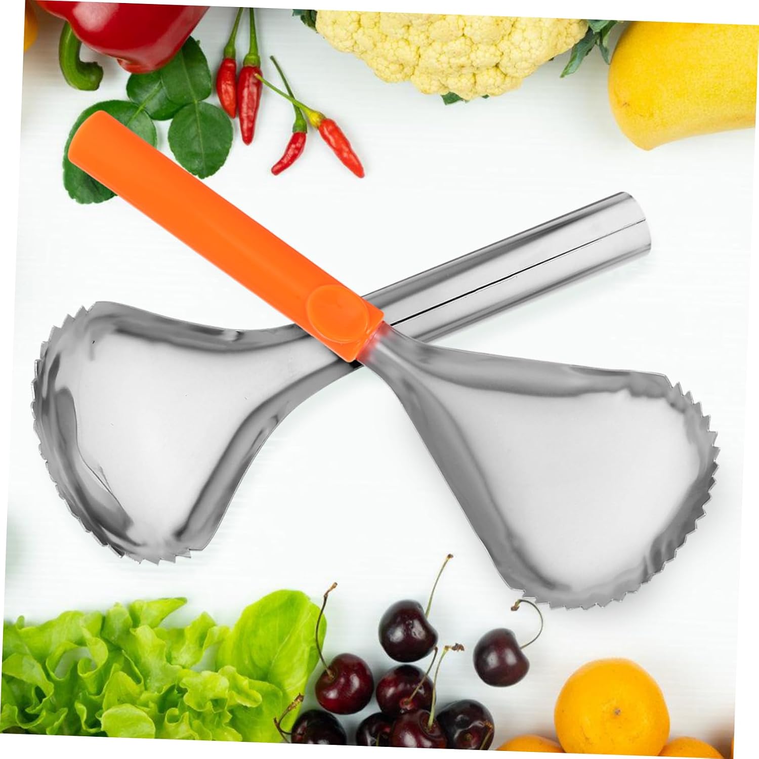 Luxshiny 2pcs Stainless Steel Pumpkin Core Fruit Scraper Ergonomic Vegetable Scooper for Efficient Pumpkin Pulp Separation Easy to Clean Kitchen Tool and Sturdy Design