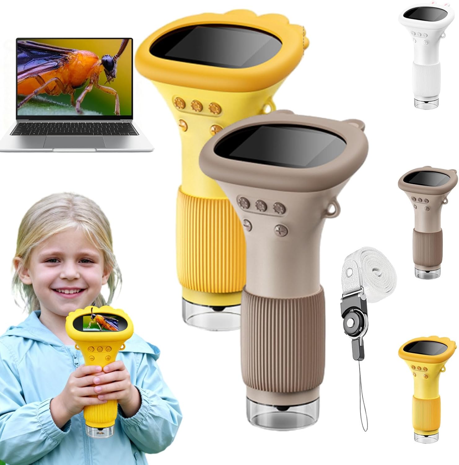 Microscope Toy, 1000x HD Handheld Digital Microscope with 2" IPS Screen, Portable Magnifier, Pocket Microscope Educational Toy for Exploration