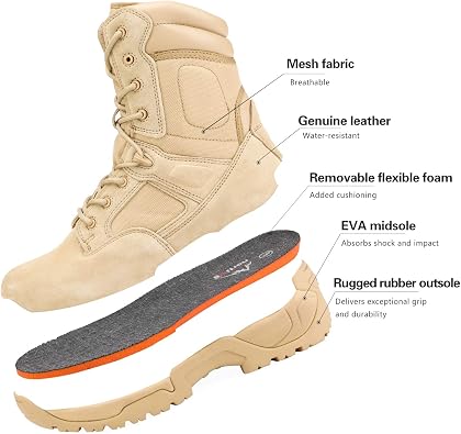 NORTIV 8 Mens Military Tactical Work Boots Hiking