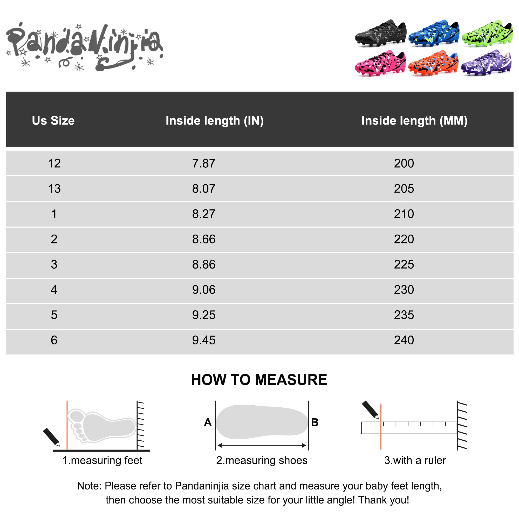 PANDANINJIA Kids Soccer Cleats Boys Girls Unisex-Child Atheletic Outdoor Comfortable Football Shoes for Little Kid Big Kid (Blue, 6 M US Big Kid)