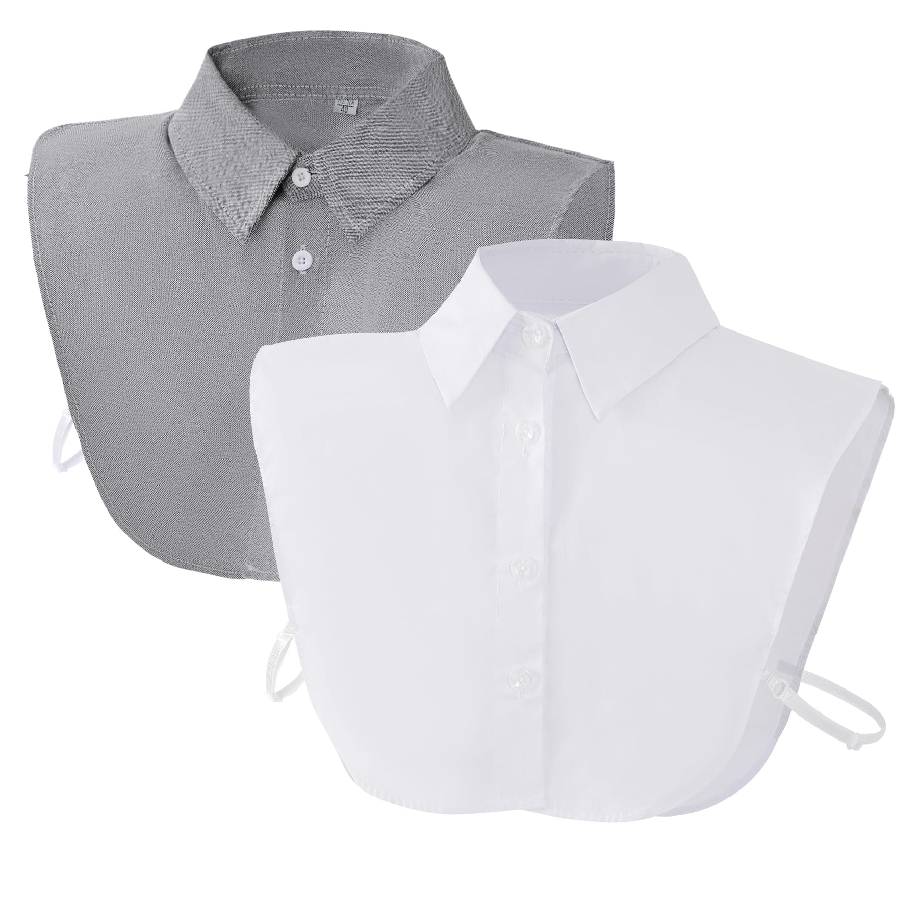 Photo 1 of Haakong 2 Pcs Fake Collar Detachable Dickey Collar Faux False Collar Half Shirts for Women Graduation Daily Wear(1, White and Grey)