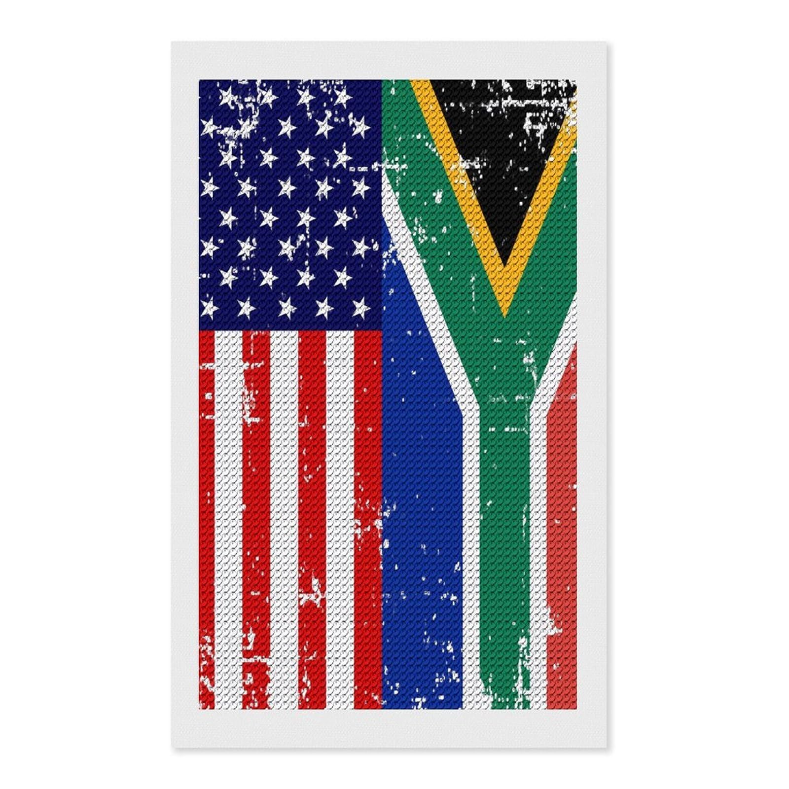 Nclqvjxzkhw Style Am-Ericans South African Flag Diamond Art Painting For Adult Round Diamonds Pictures Arts Crafts Home Wall Decor 12"X20"