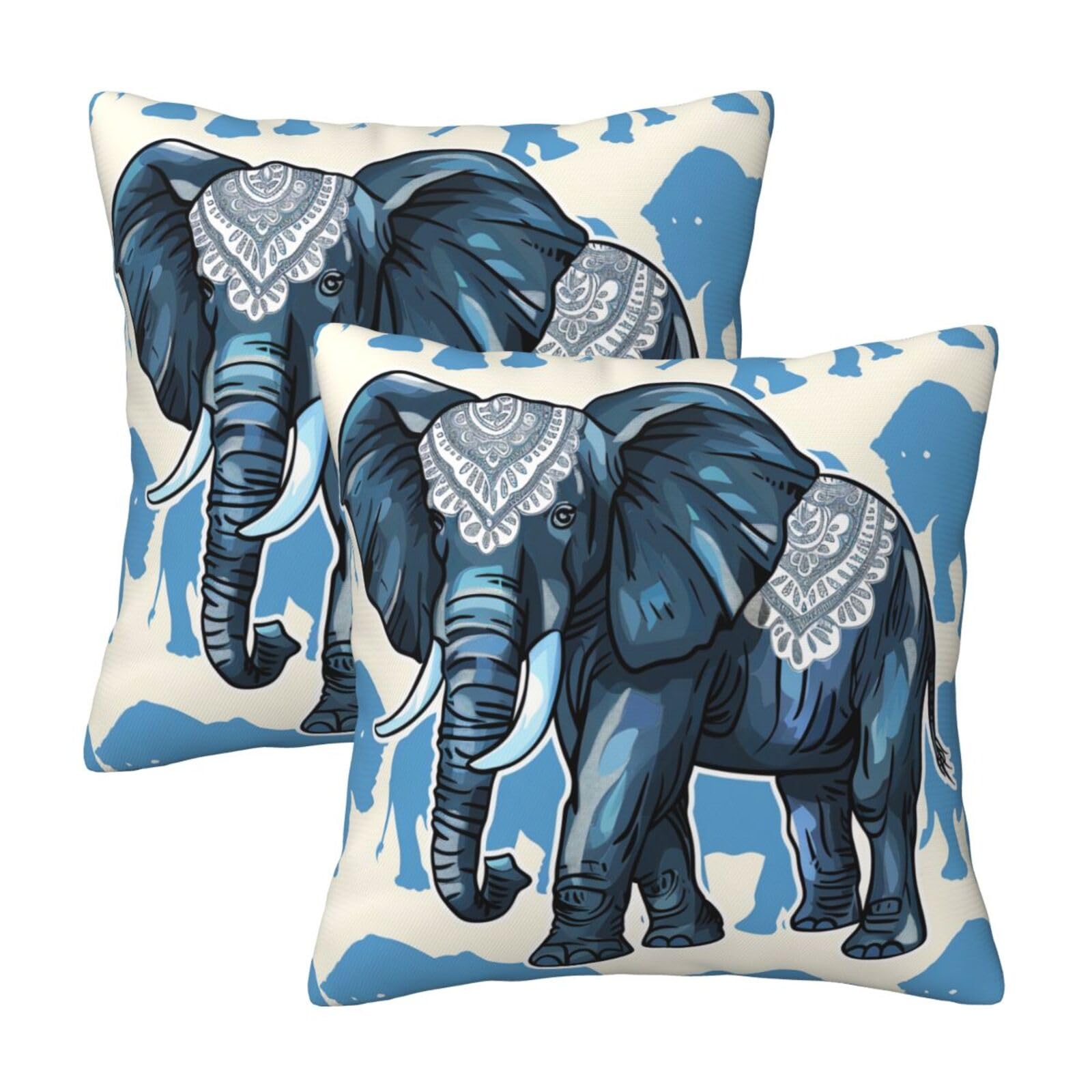 kkvhhyuo aztec elephant Print Pillow Covers Set of 2, Square Decorative Cushion Covers with Hidden Zipper, Throw Pillow Cases for Living Room Sofa Bed Chair, 40x40 cm