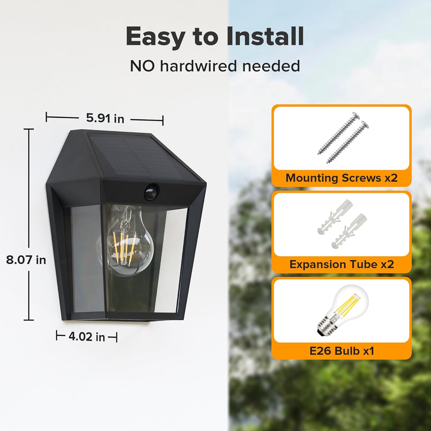 LUTEC Solar Wall Lights Outdoor, Solar Wall Lanterns with 3 Modes, Dusk to Dawn Motion Sensor Led Sconce Lights, Waterproof Exterior Front Door Porch Lights for Outside, Patio, Garage- 1Pack