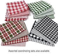 Vista 3 de Juego de 4 cuartos de grasa, perfecto rojo y blanco surtido a cuadros de algodón hecho en casa por JCS