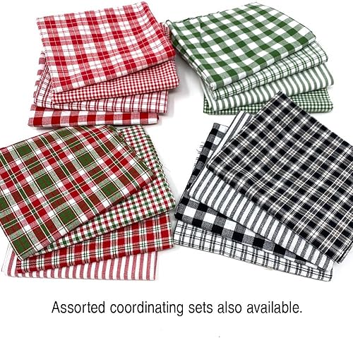 Miniatura 3 de Juego de 4 cuartos gruesos, Merry & Bright Red Green Christmas Surtido de tela de algodón hecha en casa a cuadros por JCS